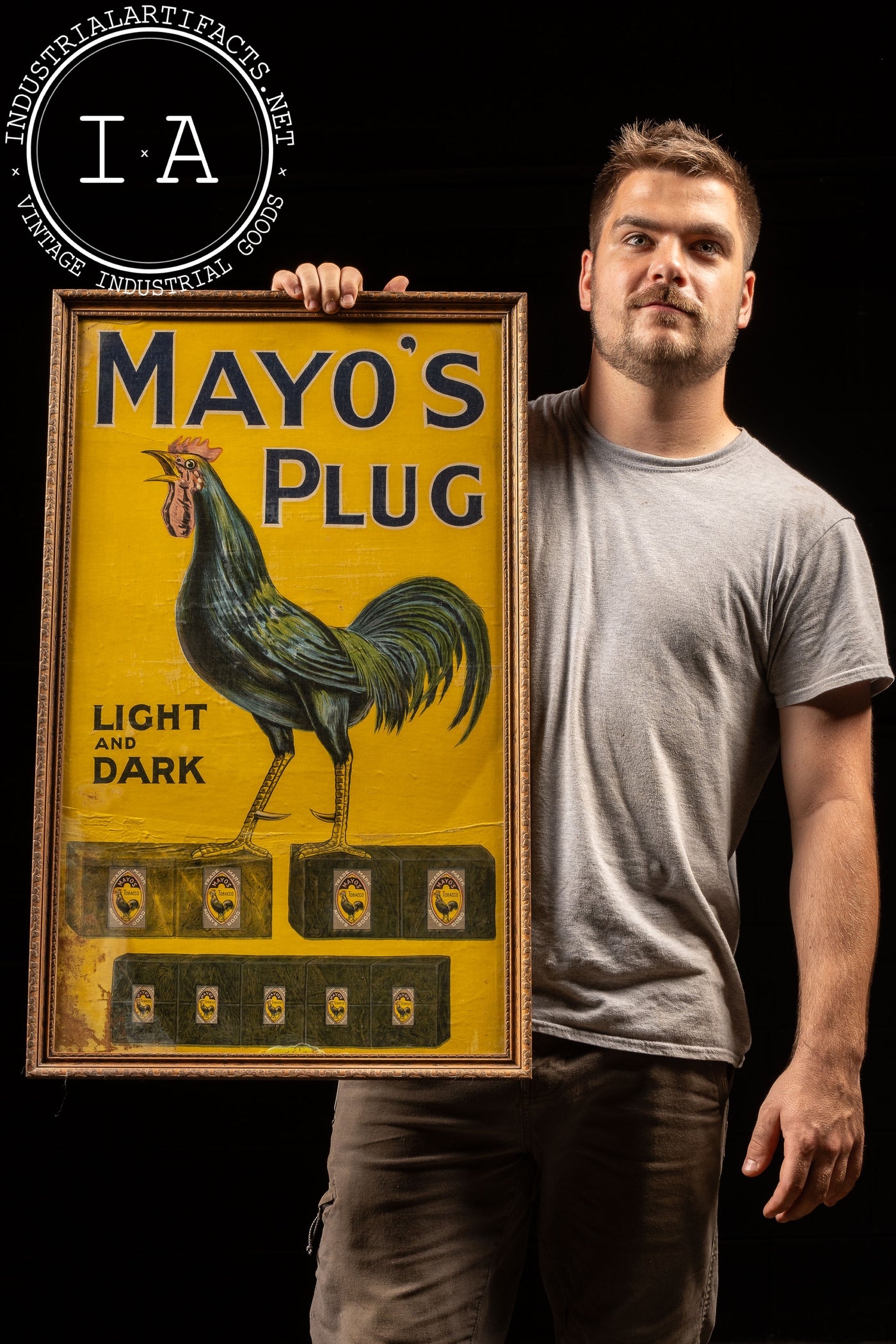 Late 19th Century Mayo's Plug Cut Tobacco Framed Cloth Sign