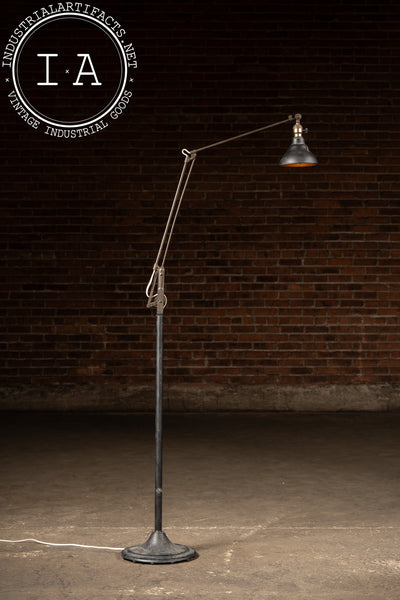 Antique Industrial Articulated Floor Lamp by Dazor