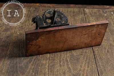 Primitive Cast Iron Apple Peeler on Wood Base