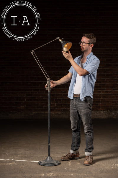 Antique Industrial Articulated Floor Lamp by Dazor