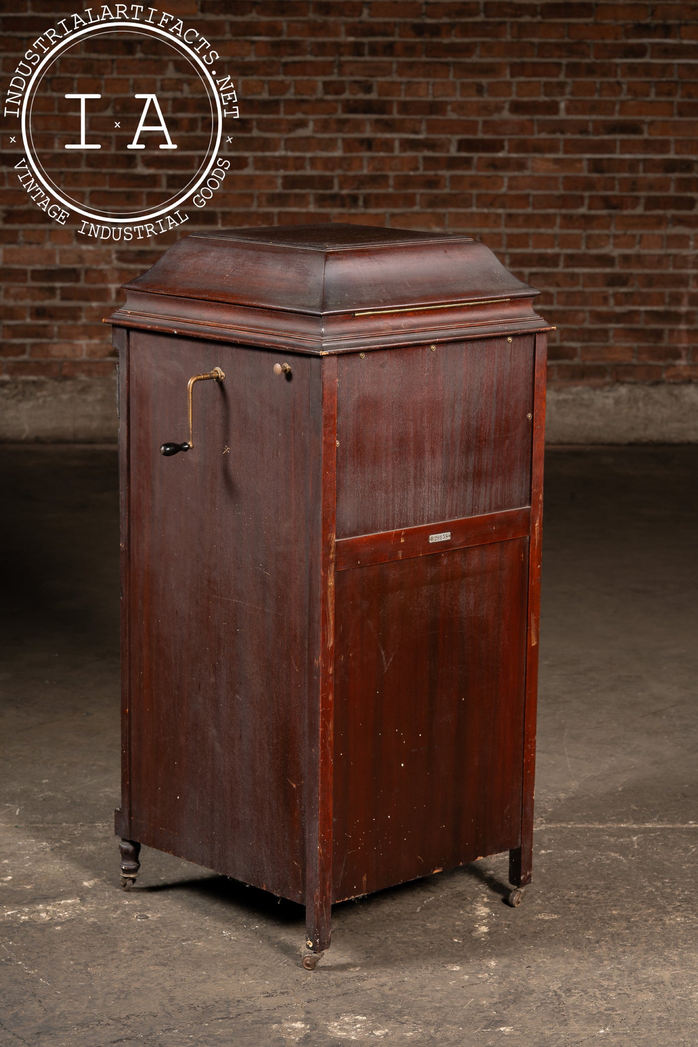 Antique Silvertone Floor Phonograph Cabinet with Records