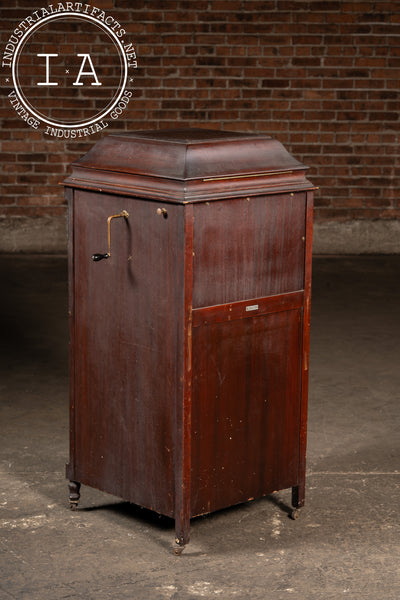 Antique Silvertone Floor Phonograph Cabinet with Records