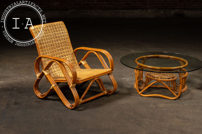 Vintage Bentwood and Rattan Furniture Set by Franco Albini