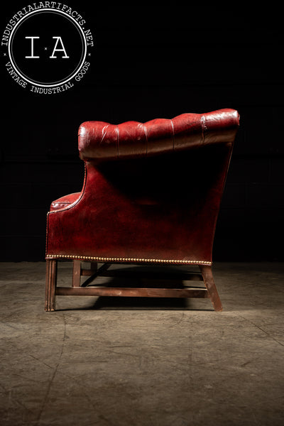 Queen Anne-Style Tufted Oxblood Sofa