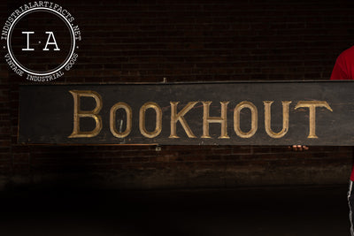 Antique Hand-Carved "Bookhout Funeral Home" Painted Wood Sign