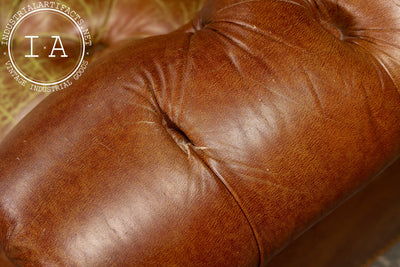 Tufted Leather Chesterfield Sofa in Brown