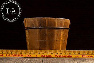 Antique Wooden Water Bucket with Wire Hoops