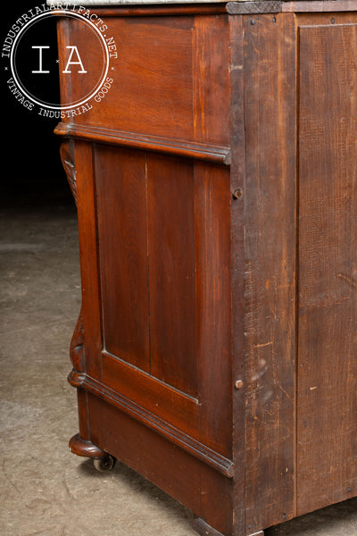 Late 19th Century Eastlake Victorian Walnut Dresser with Mirror and Marble Top