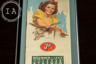 Framed 1942 7Up Litho Pin-Up Calendar