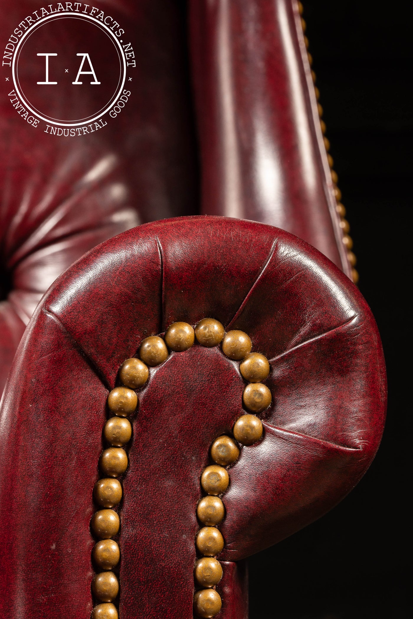 Vintage Tufted Leather Chesterfield Armchair in Burgundy