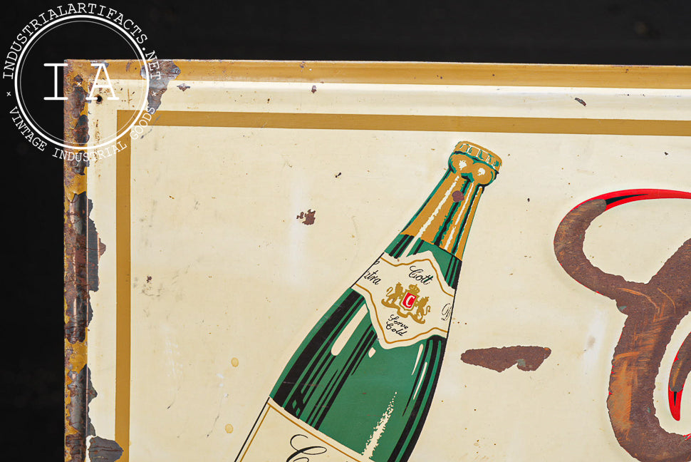 Vintage Cott Quality Beverages Embossed Tin Lithograph Sign