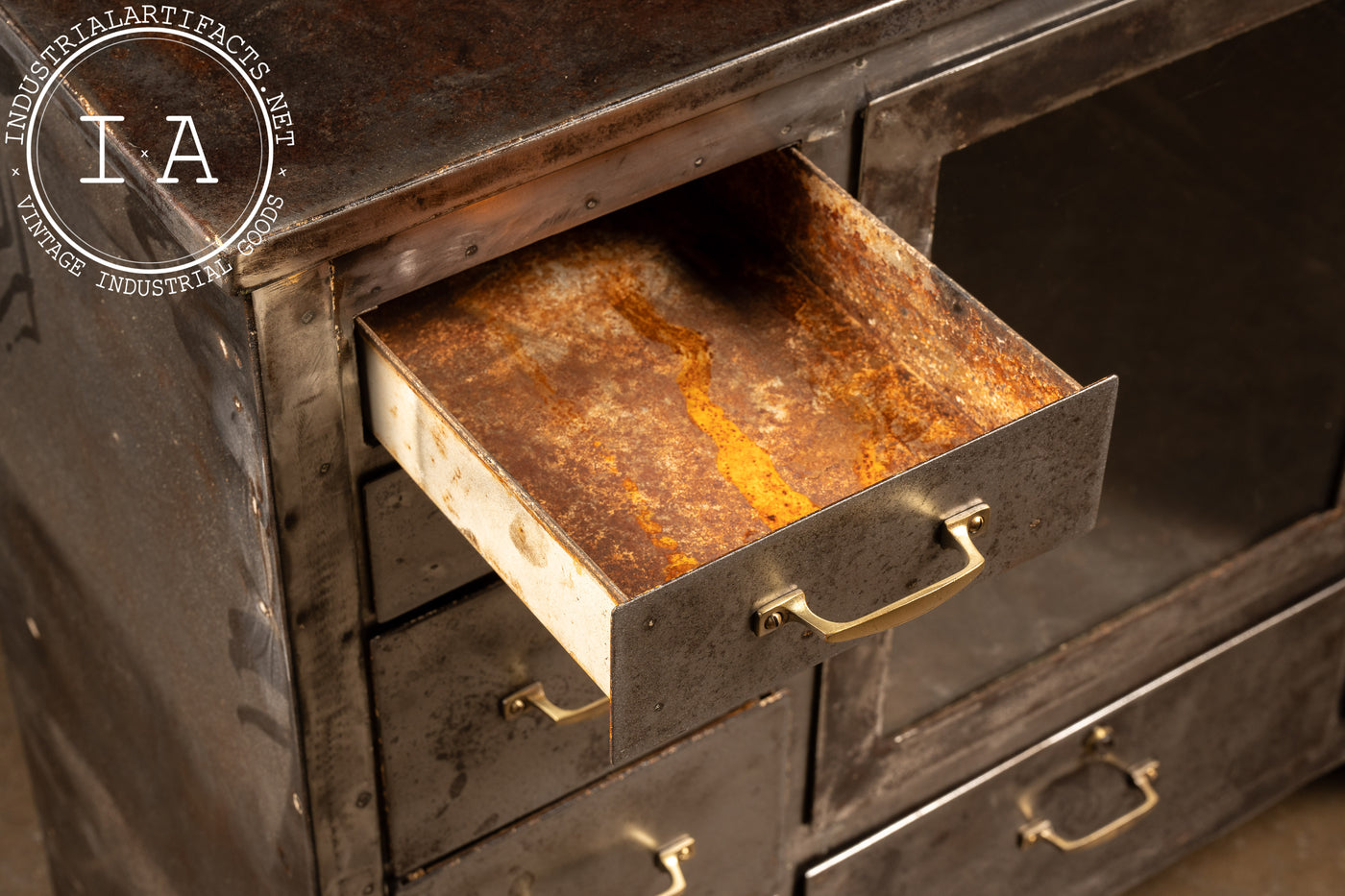 Early 20th Century Brushed Steel Medical Cabinet with Display Window