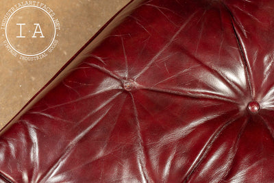 Vintage Tufted Armchair and Ottoman Set in Burgundy