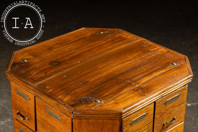 Early 20th Century Oak 40-Drawer Revolving Parts Cabinet
