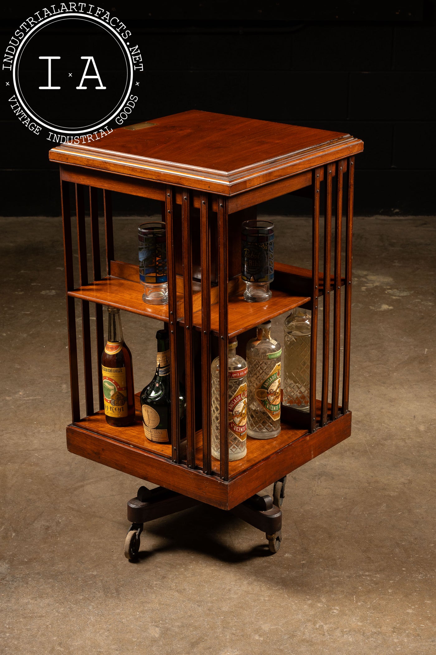 c. 1898 Solid Walnut Revolving Bookcase