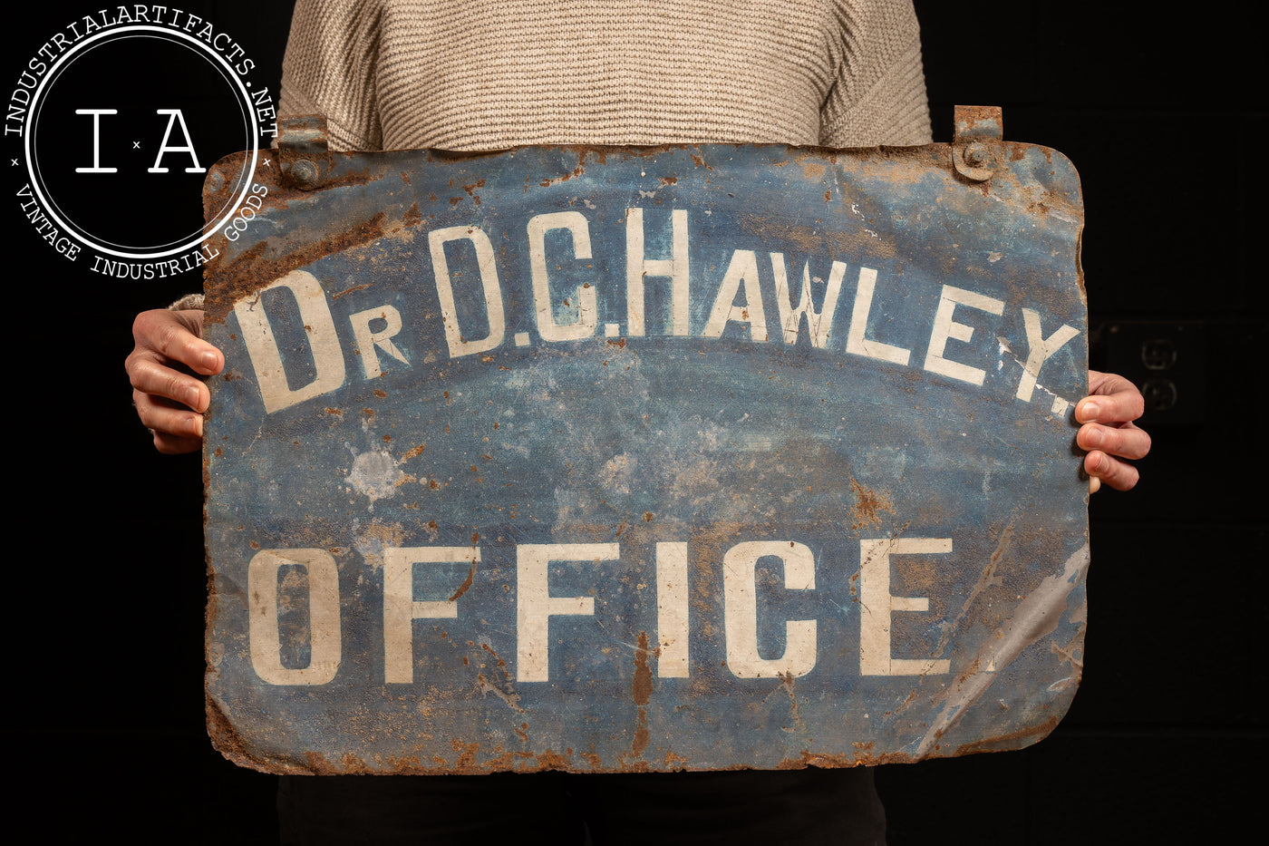 Antique Double-Sided Tin Doctor's Office Sign