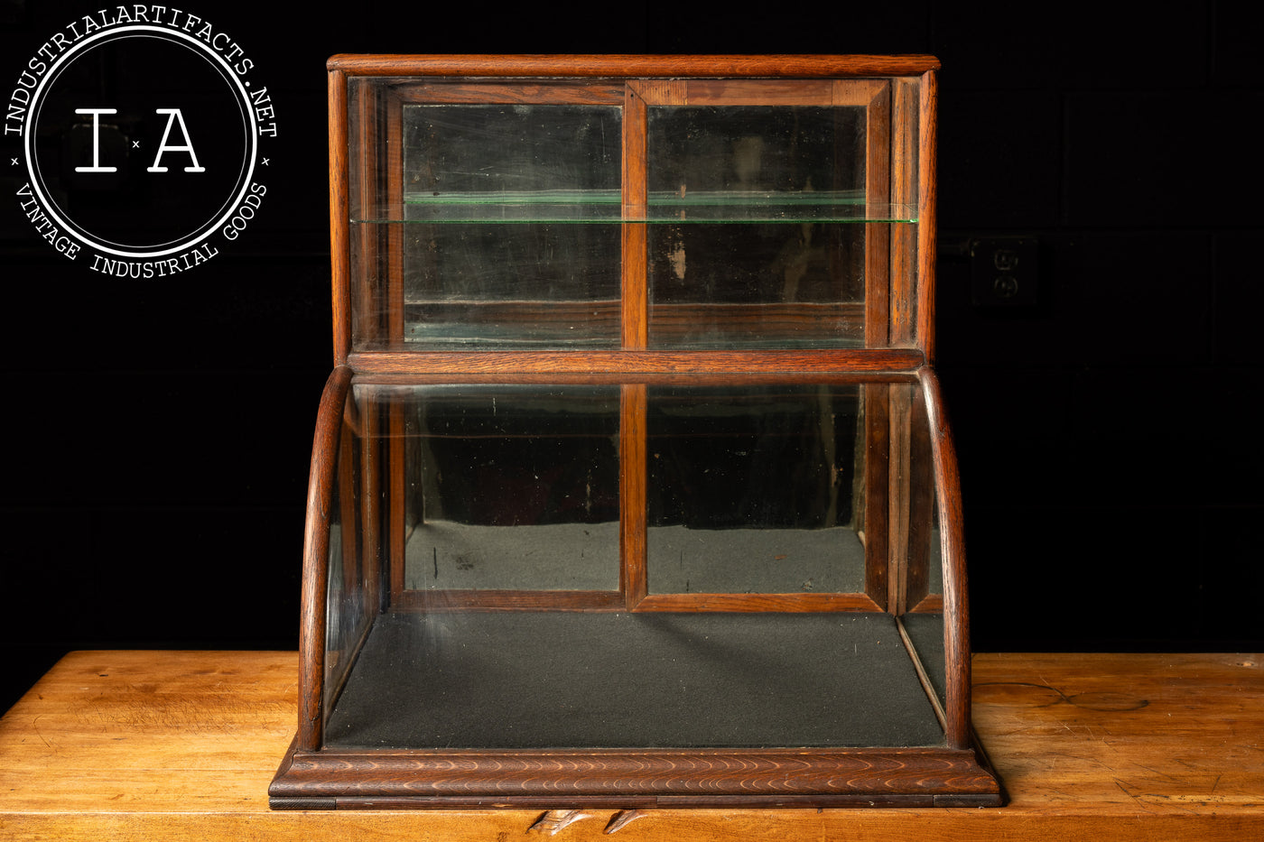 Antique Two Tier Curved Glass Countertop Display Case