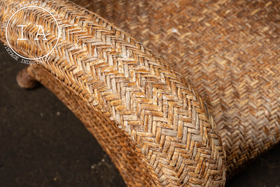 Vintage "Malabar" Rattan Lounge Chair and Ottoman by Pottery Barn