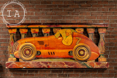 Vintage Double-Sided Art Deco Painted Carnival Ride Handrail Panel