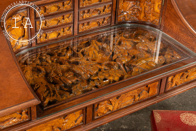 Antique Hand-Carved Chinese Scholar's Writing Desk and Chair Set