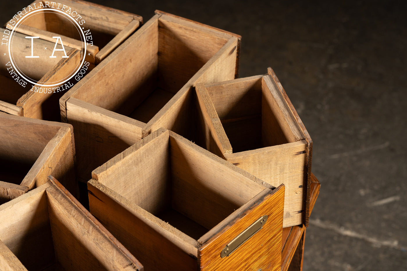 Early 20th Century Oak 40-Drawer Revolving Parts Cabinet