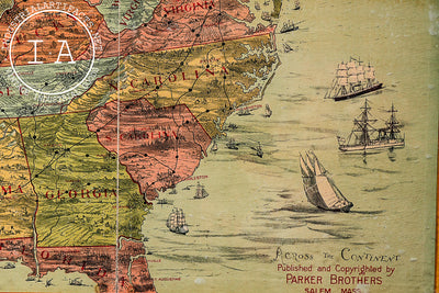 Late 19th Century "Across the Continent" Game Board by Parker Bros.