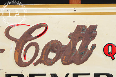 Vintage Cott Quality Beverages Embossed Tin Lithograph Sign