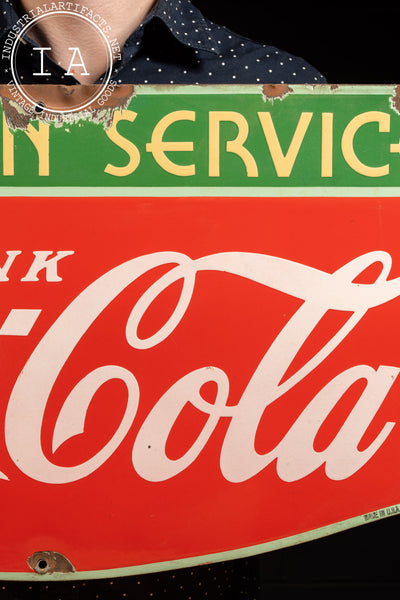 Vintage Large SSP Coke Fountain Service Sign