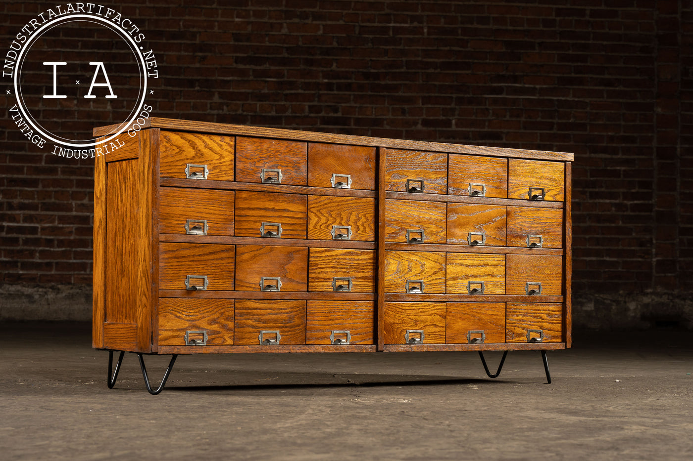 Vintage Oak 24-Drawer Apothecary