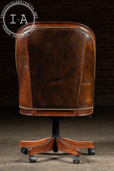 Contemporary Tufted Leather Rolling Executive Desk Chair
