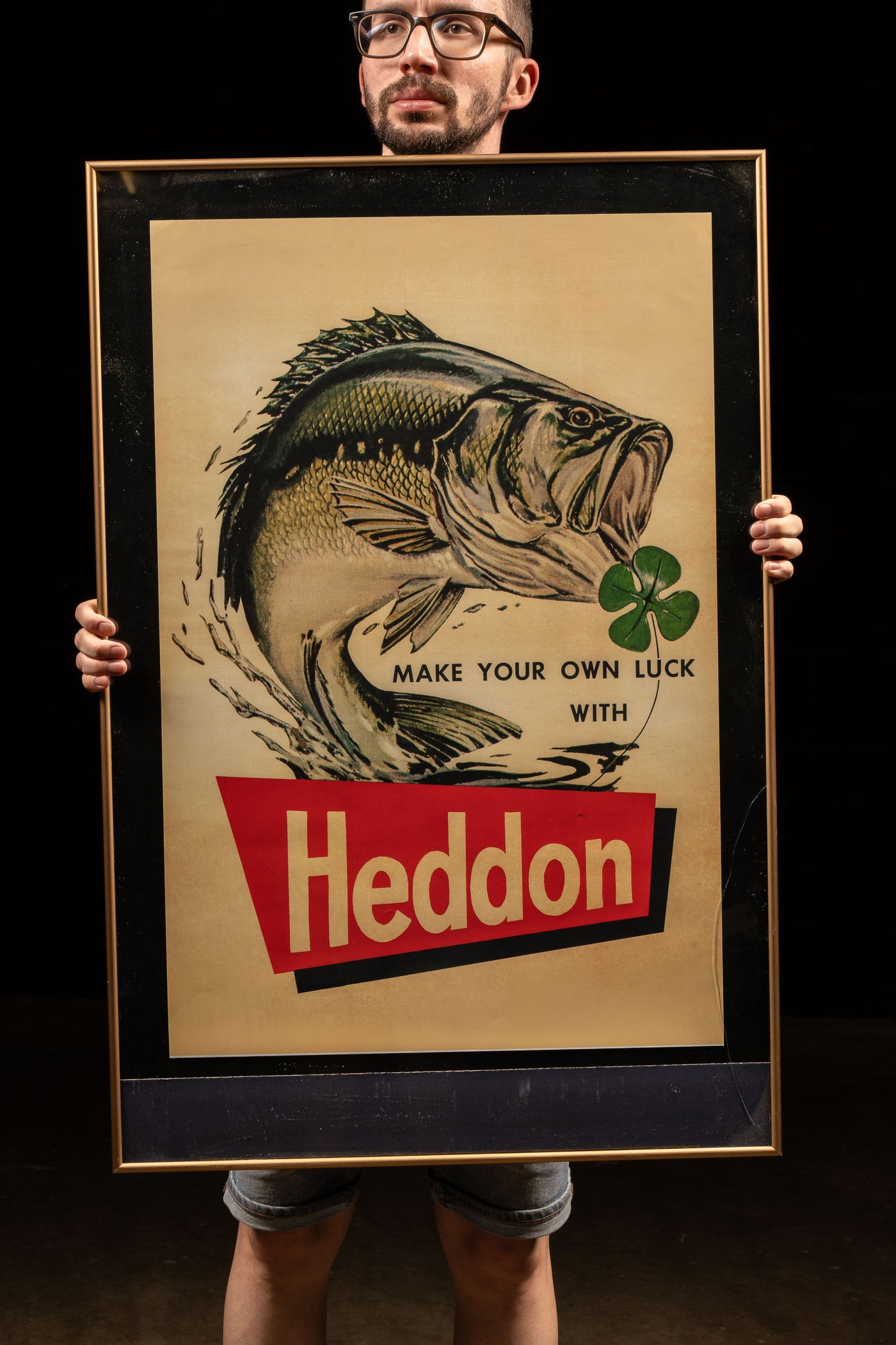 Early 20th Century Framed Heddon Tackle Litho Advertisement