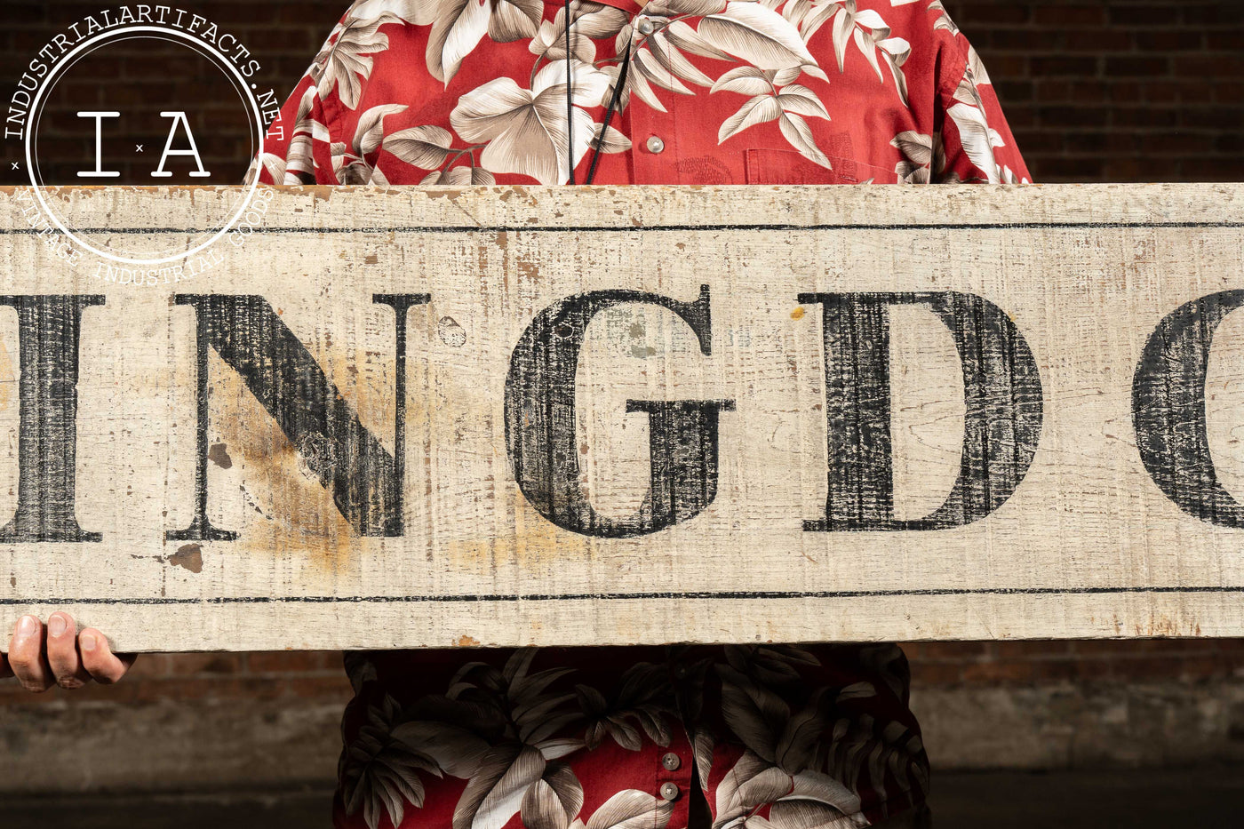 Antique Painted Wooden "Abingdon" Train Depot Station Sign