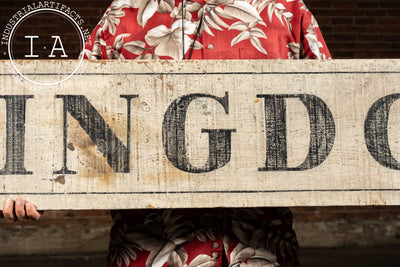 Antique Painted Wooden "Abingdon" Train Depot Station Sign