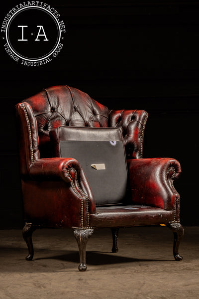 Vintage Tufted Leather Chesterfield Armchair in Oxblood