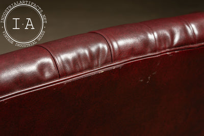Vintage Tufted Chippendale Loveseat Sofa in Oxblood