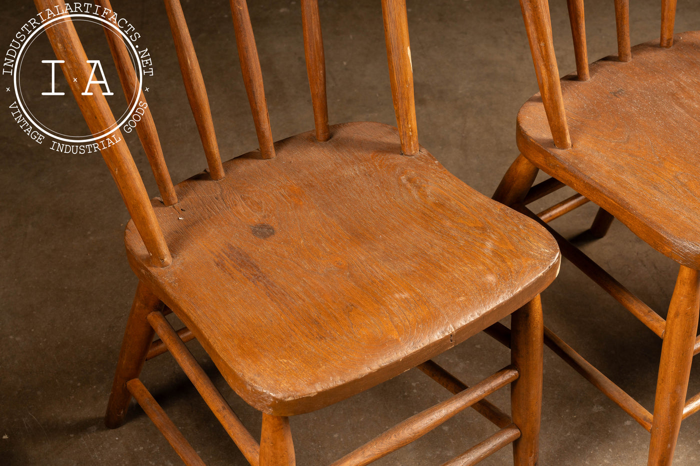 Set Of Three Antique Oak Farmhouse Windsor Chairs