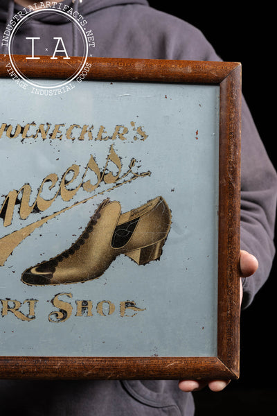 Antique Schoenecker Princess Framed Glass Sign