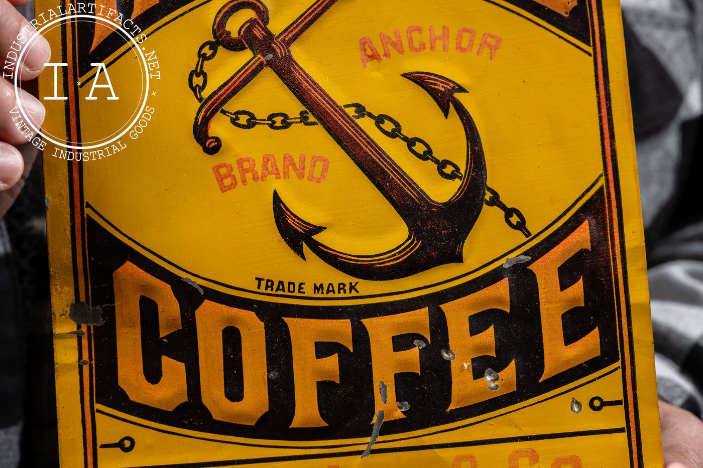 Late 19th Century Roasted Coffee Embossed Tin Litho Sign