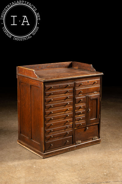 Early 20th Century Oak Rolling Dental Cabinet