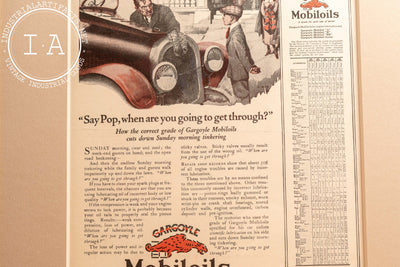 c. 1925 Framed Vacuum Oil Co Gargoyle Mobiloils Ad