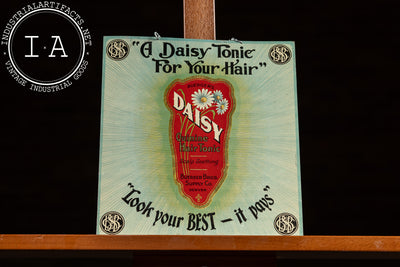 Early 20th Century Daisy Quinine Hair Tonic Tin Litho Sign