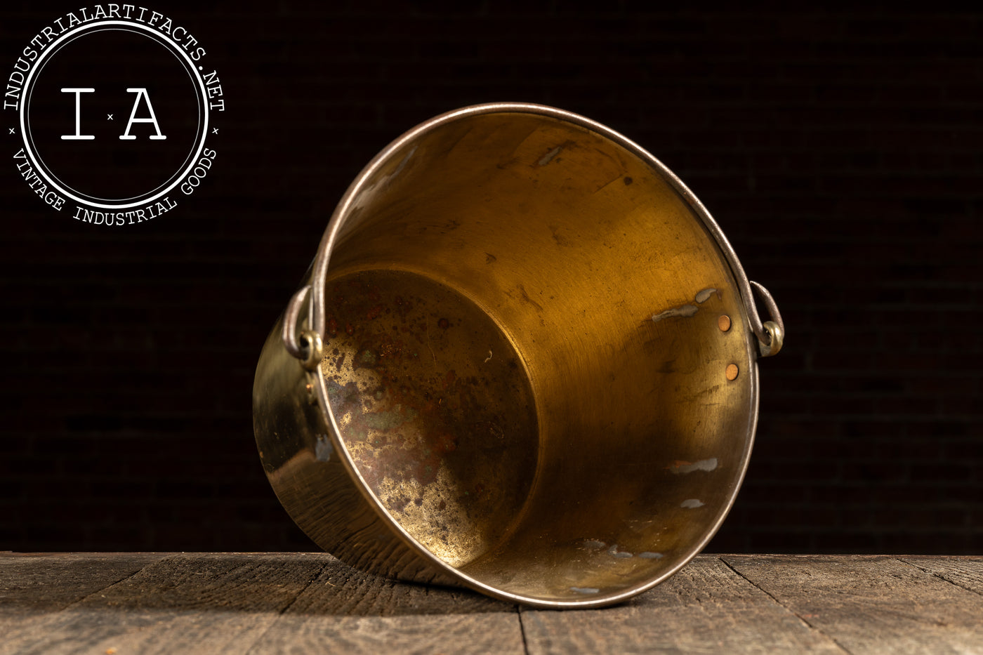 1866 Patent Brass Water Pail with Iron Bail Handle by Hayden's
