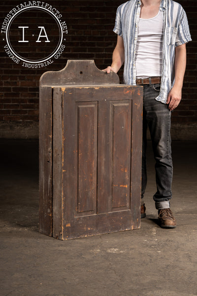 Antique Wooden Swing-Open Tool Cabinet