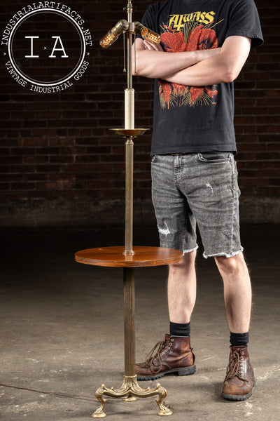Antique Brass Floor Ashtray Lamp