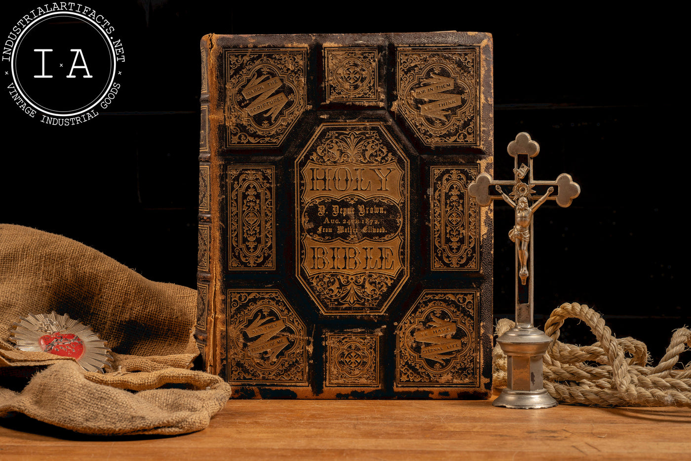 Late 19th Century Ellwood Family Bible - DeKalb, IL