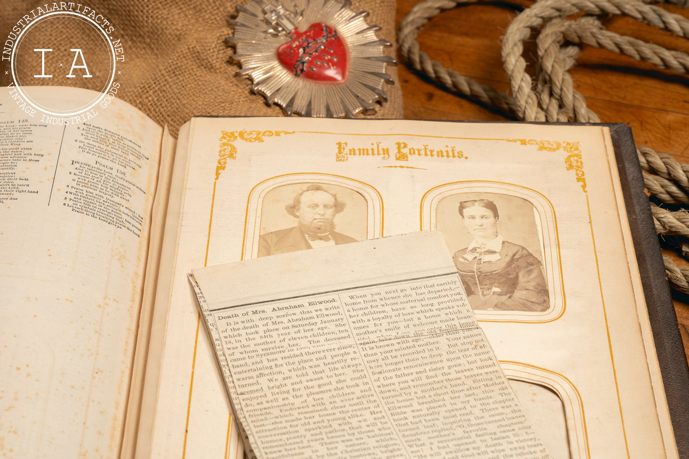 Late 19th Century Ellwood Family Bible - DeKalb, IL