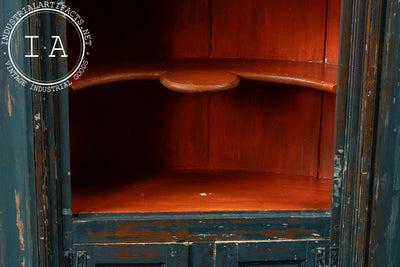 Primitive Chippy Corner Cupboard in Blue