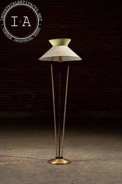 Mid-Century Standing Lamp with Milk Glass Shade