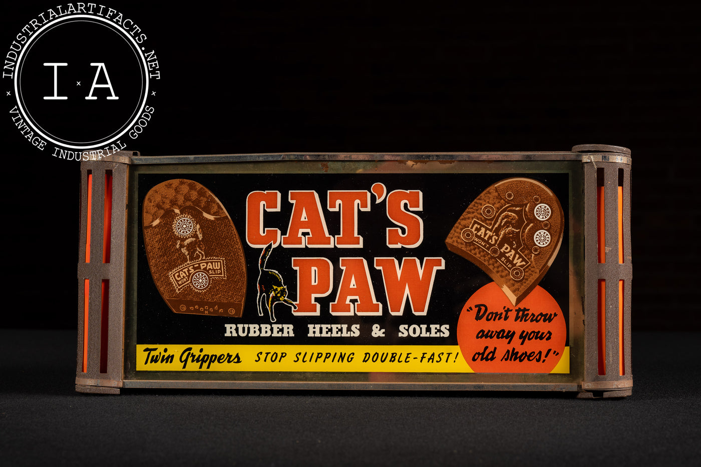 Vintage Cat's Paw Rubber Heels Illuminated ROG Advertising Sign