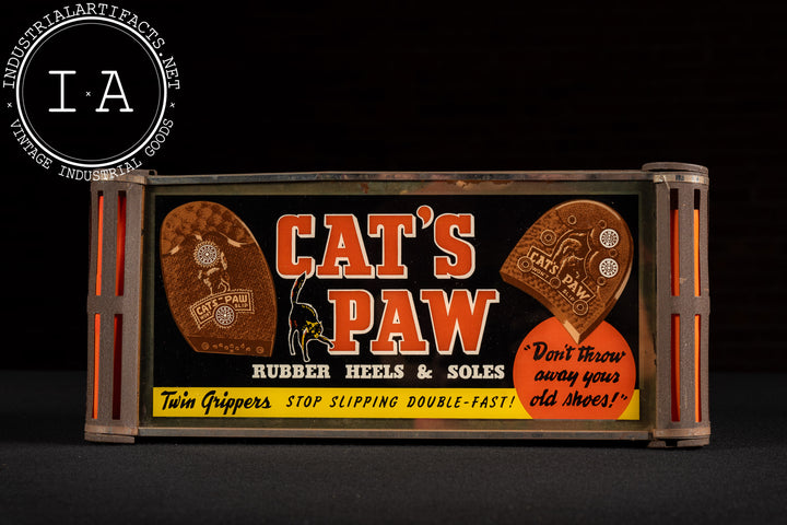 最終価格　CAT'S PAW　ビンテージ看板 Vintage Cat's Paw Rubber Heels Illuminated ROG Advertising Sign